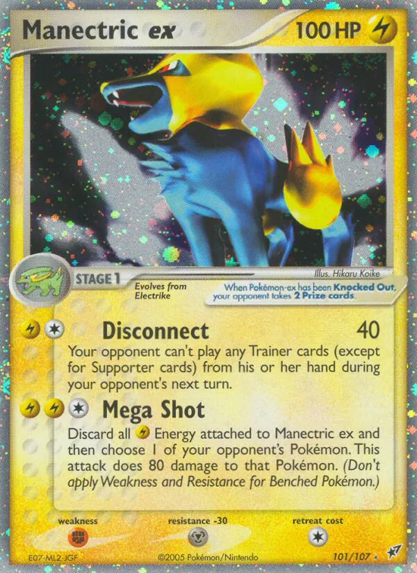 Carta Manectric ex, número 101/107 da coleção EX Deoxys