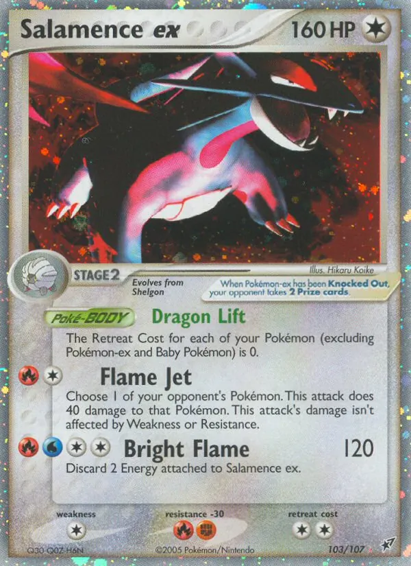 Carta Salamence ex, número 103/107 da coleção EX Deoxys