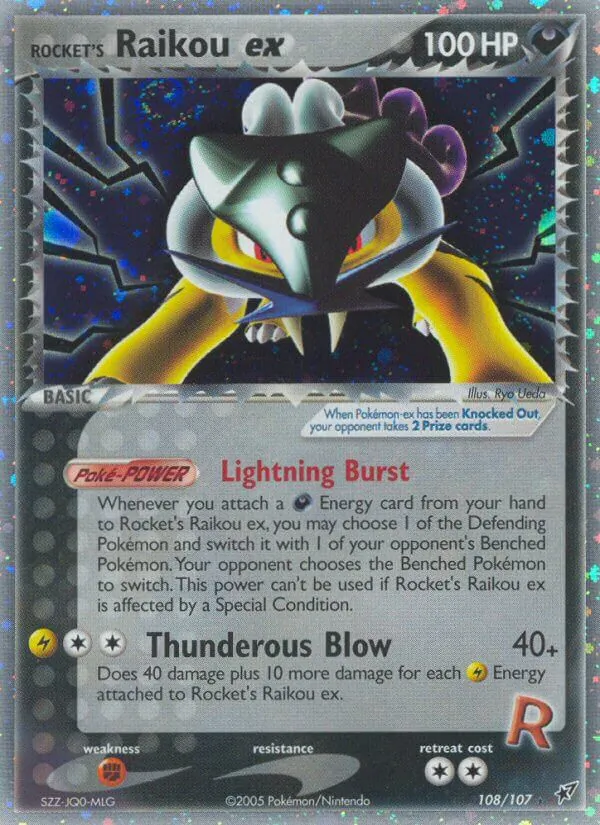 Carta Rocket's Raikou ex, número 108/107 da coleção EX Deoxys