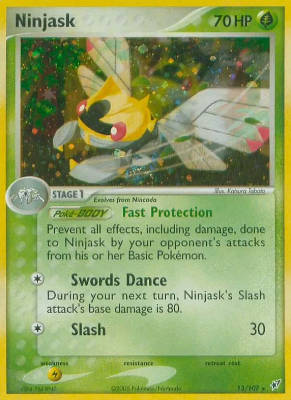 Carta Ninjask, número 13/107 da coleção EX Deoxys