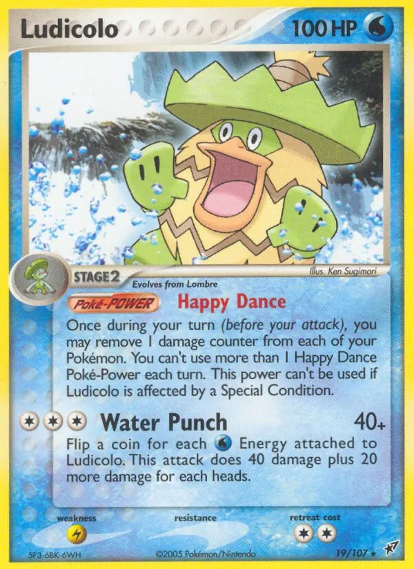 Carta Ludicolo, número 19/107 da coleção EX Deoxys