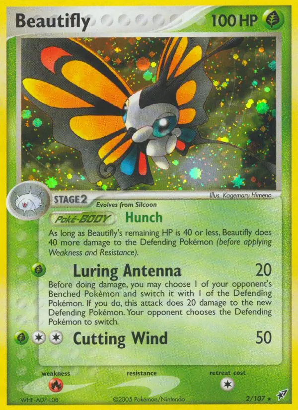 Carta Beautifly, número 2/107 da coleção EX Deoxys