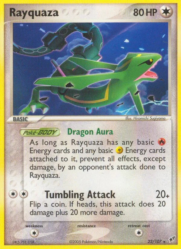 Carta Rayquaza, número 22/107 da coleção EX Deoxys