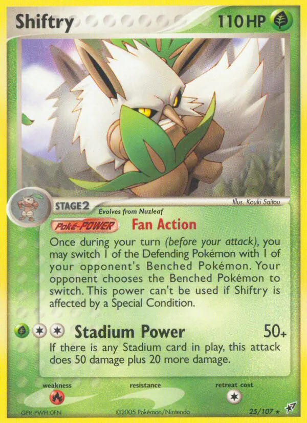 Carta Shiftry, número 25/107 da coleção EX Deoxys