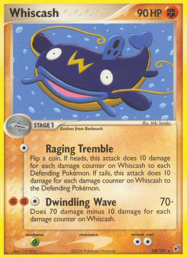 Carta Whiscash, número 28/107 da coleção EX Deoxys