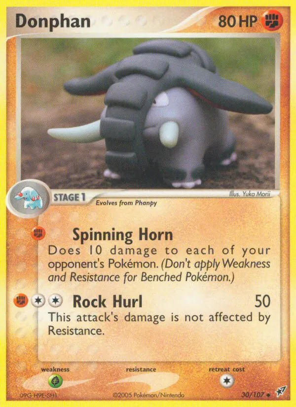 Carta Donphan, número 30/107 da coleção EX Deoxys