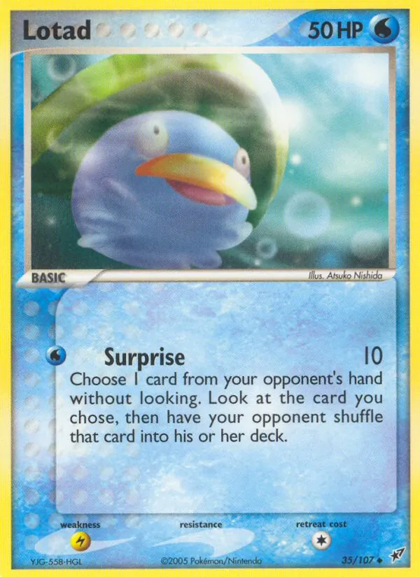 Carta Lotad, número 35/107 da coleção EX Deoxys