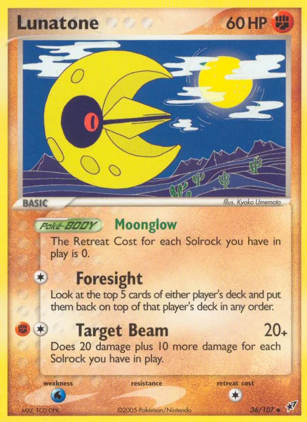 Carta Lunatone, número 36/107 da coleção EX Deoxys
