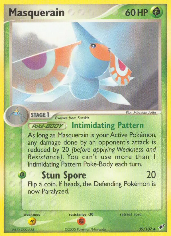 Carta Masquerain, número 39/107 da coleção EX Deoxys