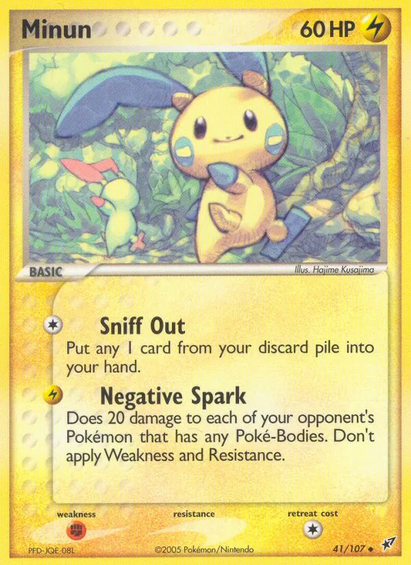 Carta Minun, número 41/107 da coleção EX Deoxys
