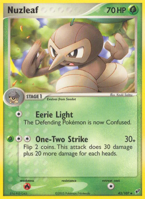 Carta Nuzleaf, número 43/107 da coleção EX Deoxys