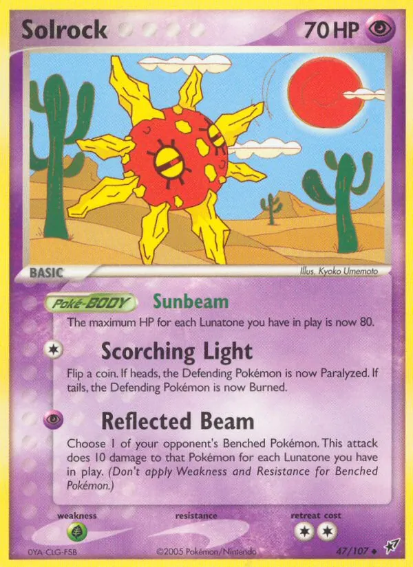 Carta Solrock, número 47/107 da coleção EX Deoxys
