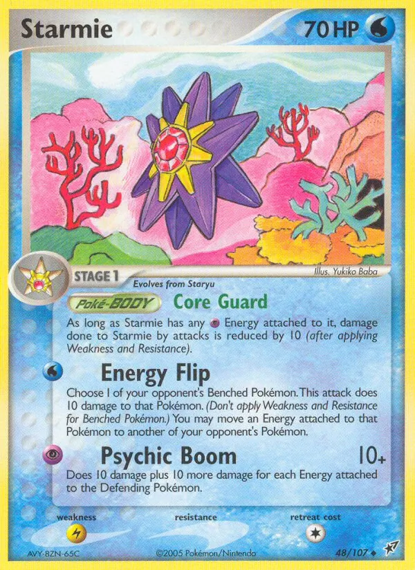Carta Starmie, número 48/107 da coleção EX Deoxys