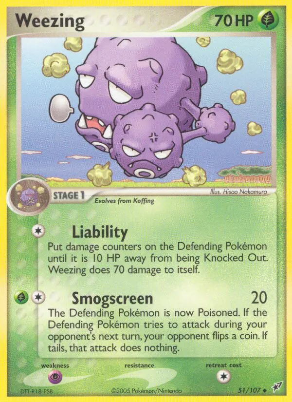 Carta Weezing, número 51/107 da coleção EX Deoxys