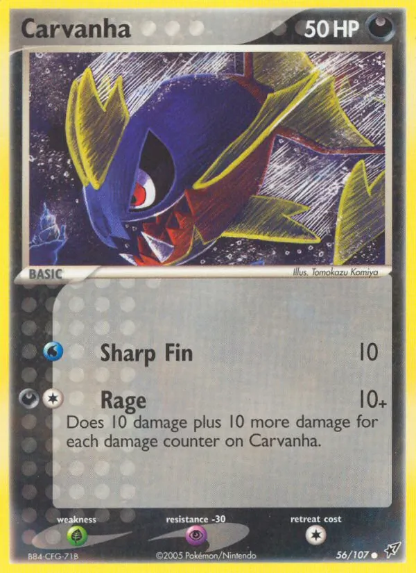 Carta Carvanha, número 56/107 da coleção EX Deoxys