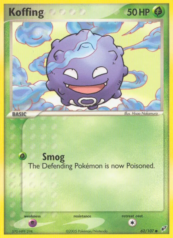 Carta Koffing, número 62/107 da coleção EX Deoxys