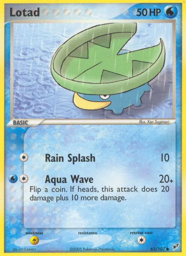 Carta Lotad, número 63/107 da coleção EX Deoxys