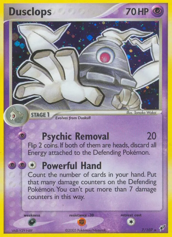 Carta Dusclops, número 7/107 da coleção EX Deoxys