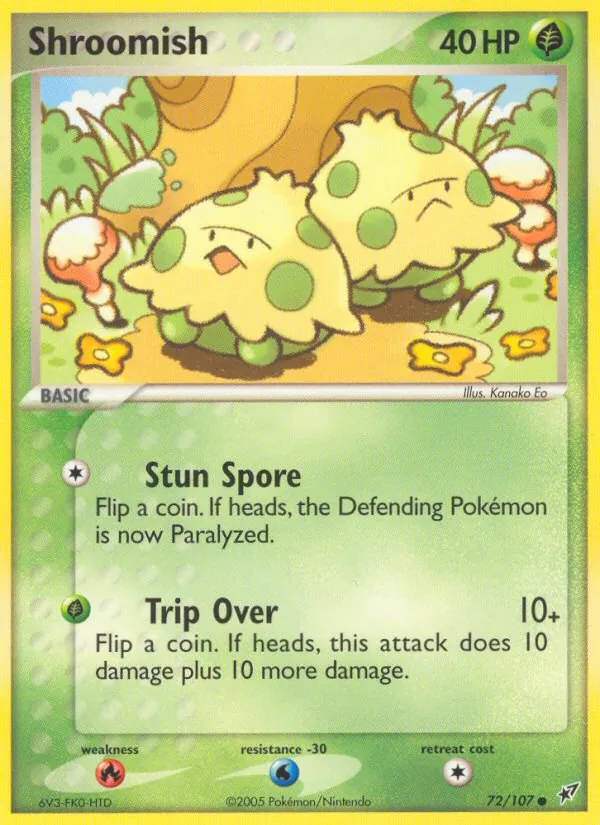 Carta Shroomish, número 72/107 da coleção EX Deoxys