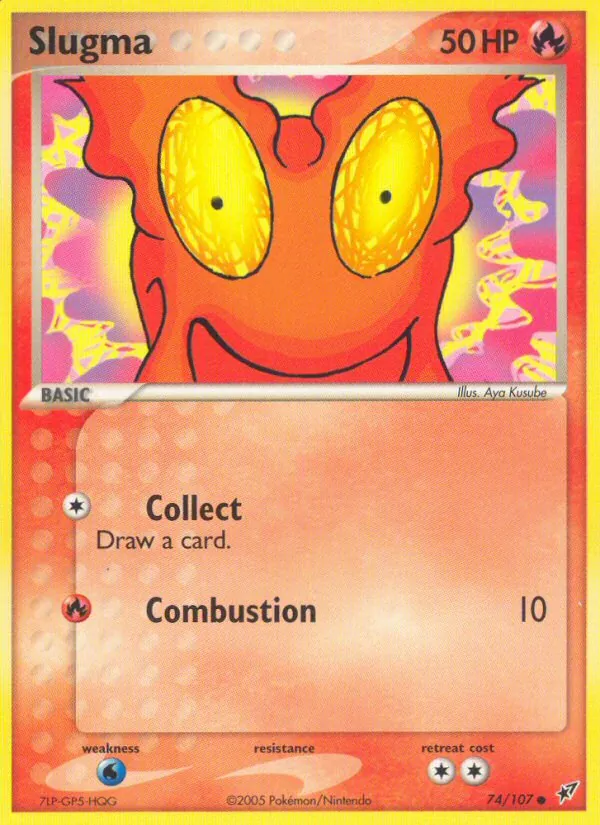 Carta Slugma, número 74/107 da coleção EX Deoxys