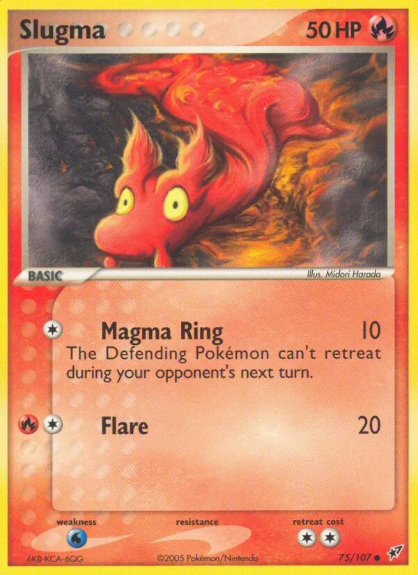 Carta Slugma, número 75/107 da coleção EX Deoxys