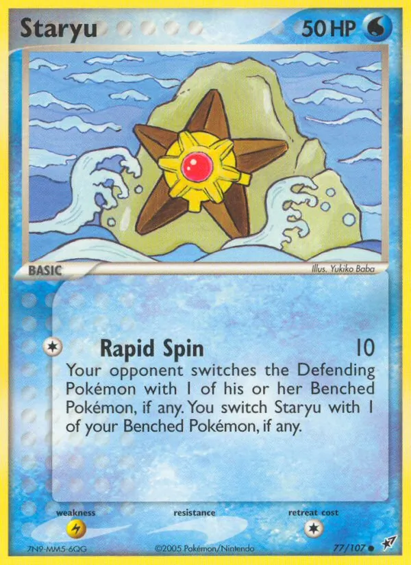 Carta Staryu, número 77/107 da coleção EX Deoxys