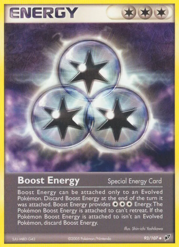 Carta Boost Energy, número 93/107 da coleção EX Deoxys