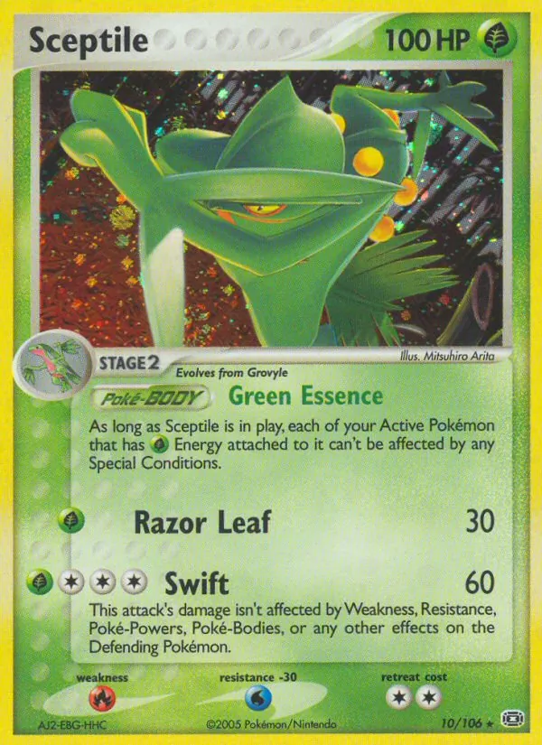 Carta Sceptile, número 10/106 da coleção EX Esmeralda