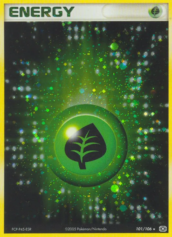 Carta Grass Energy, número 101/106 da coleção EX Esmeralda