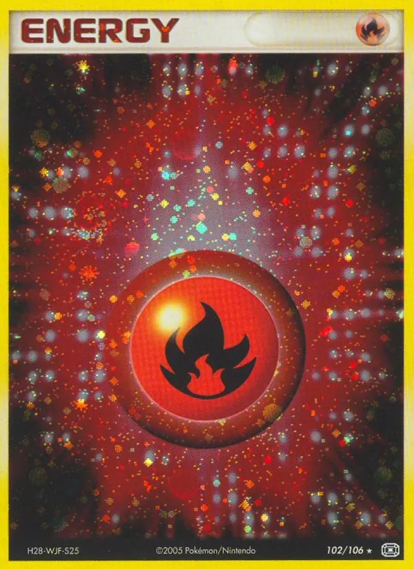 Carta Fire Energy, número 102/106 da coleção EX Esmeralda