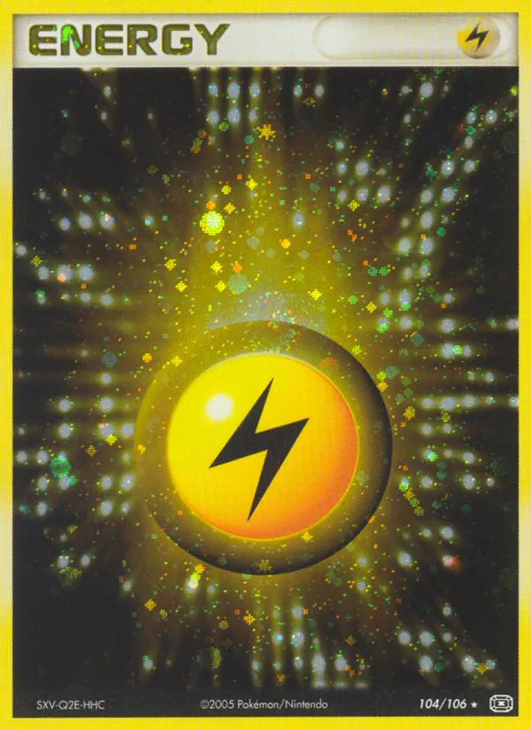 Carta Lightning Energy, número 104/106 da coleção EX Esmeralda