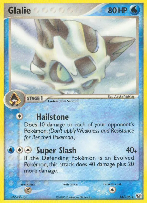 Carta Glalie, número 13/106 da coleção EX Esmeralda