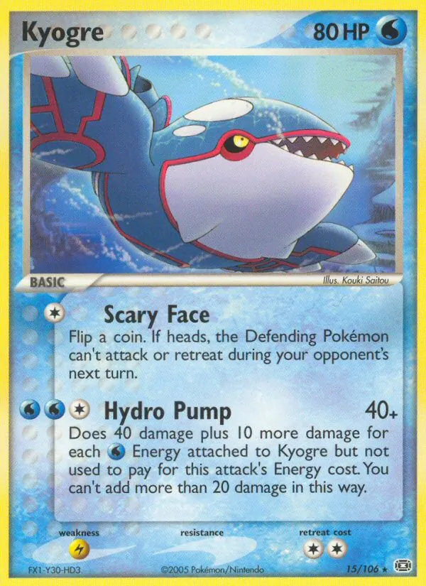 Carta Kyogre, número 15/106 da coleção EX Esmeralda