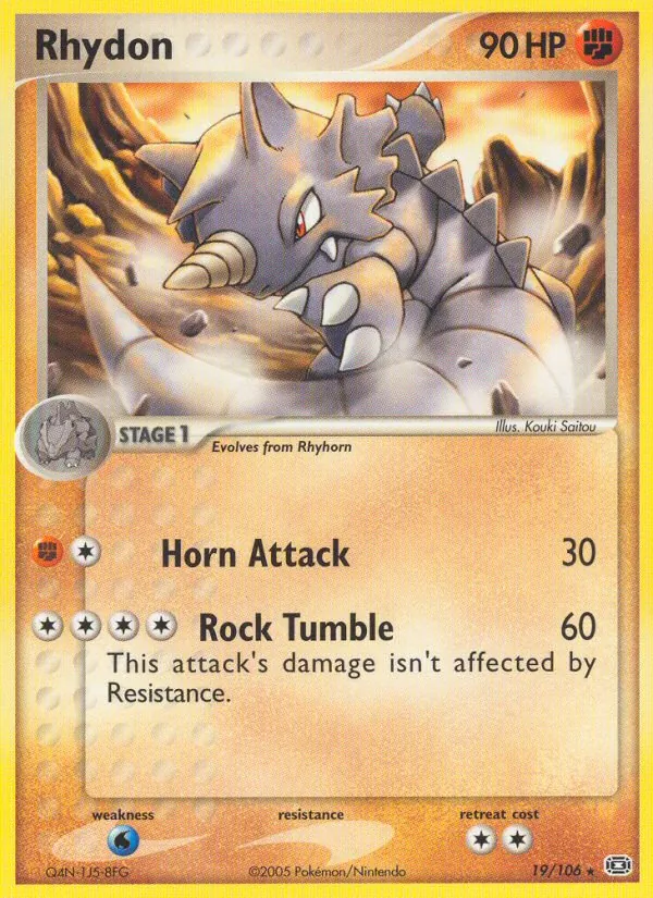 Carta Rhydon, número 19/106 da coleção EX Esmeralda