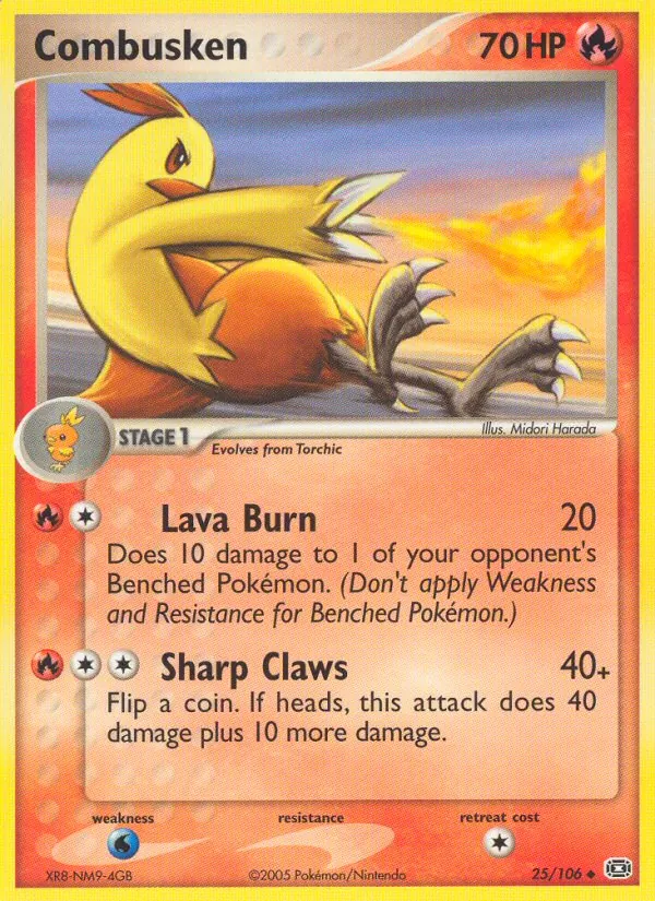 Carta Combusken, número 25/106 da coleção EX Esmeralda