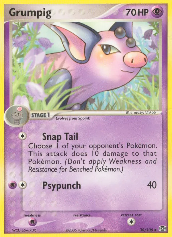 Carta Grumpig, número 30/106 da coleção EX Esmeralda
