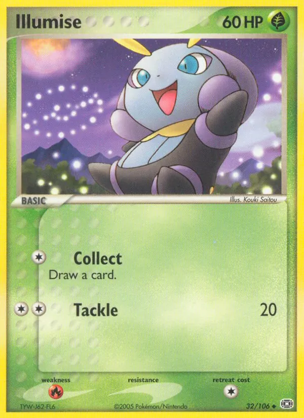 Carta Illumise, número 32/106 da coleção EX Esmeralda