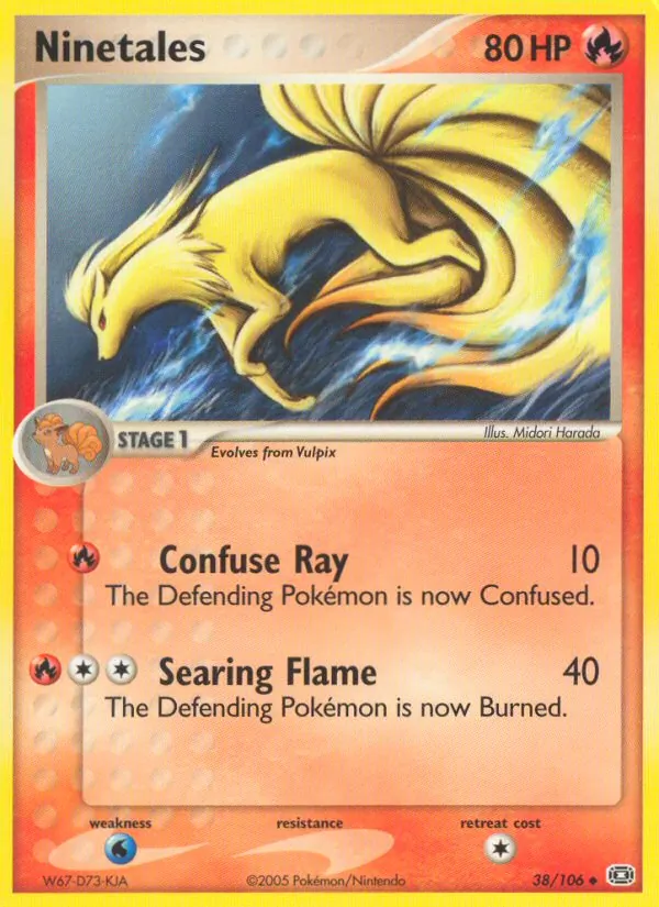 Carta Ninetales, número 38/106 da coleção EX Esmeralda