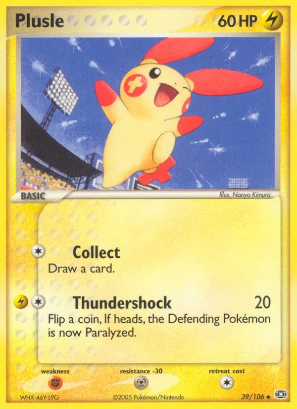 Carta Plusle, número 39/106 da coleção EX Esmeralda