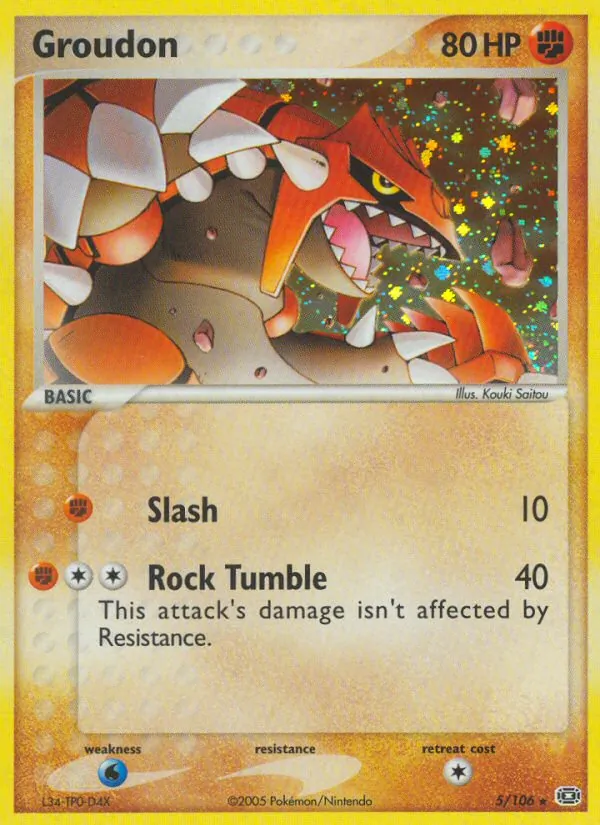 Carta Groudon, número 5/106 da coleção EX Esmeralda