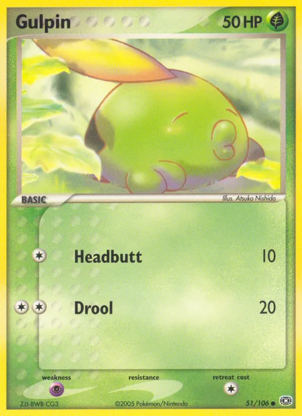 Carta Gulpin, número 51/106 da coleção EX Esmeralda