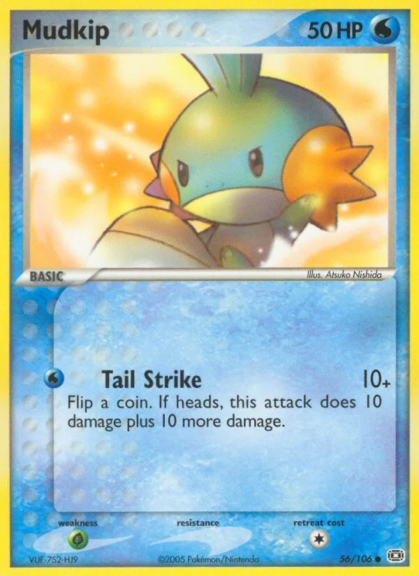 Carta Mudkip, número 56/106 da coleção EX Esmeralda