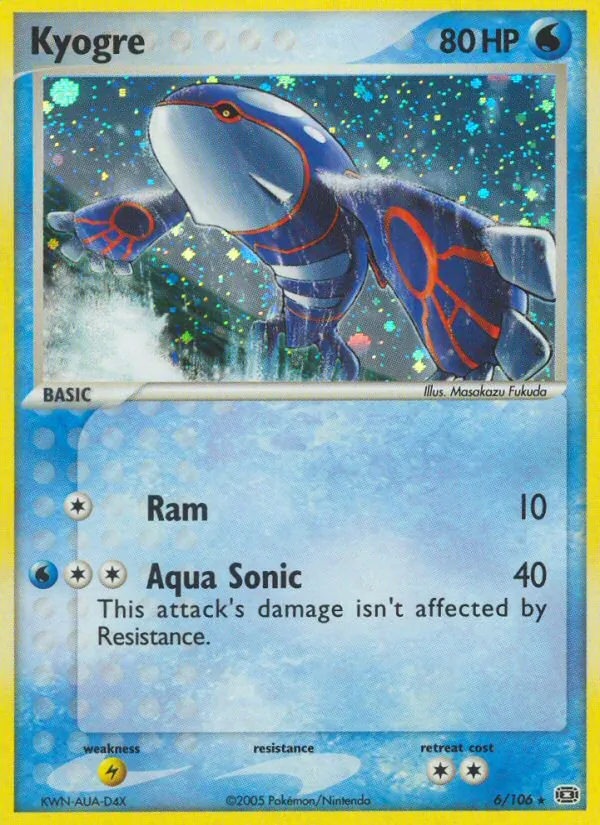 Carta Kyogre, número 6/106 da coleção EX Esmeralda