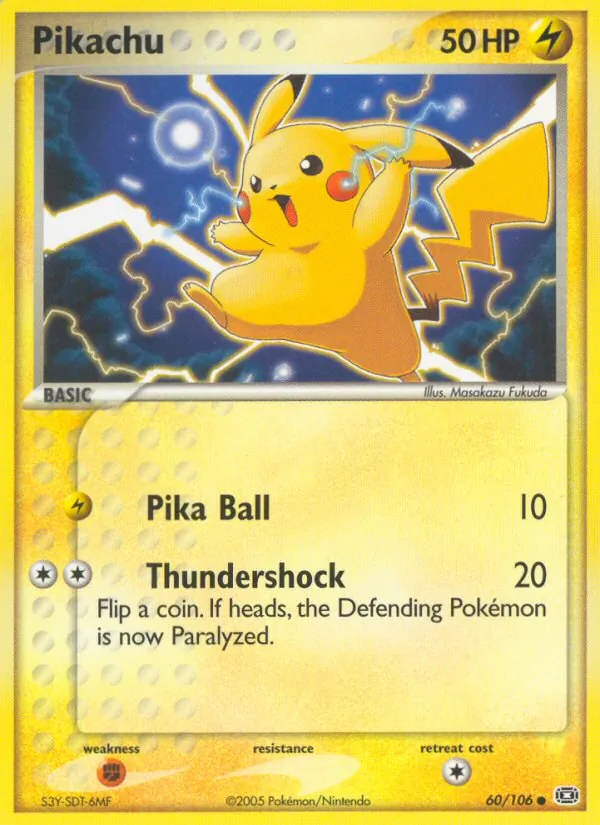 Carta Pikachu, número 60/106 da coleção EX Esmeralda