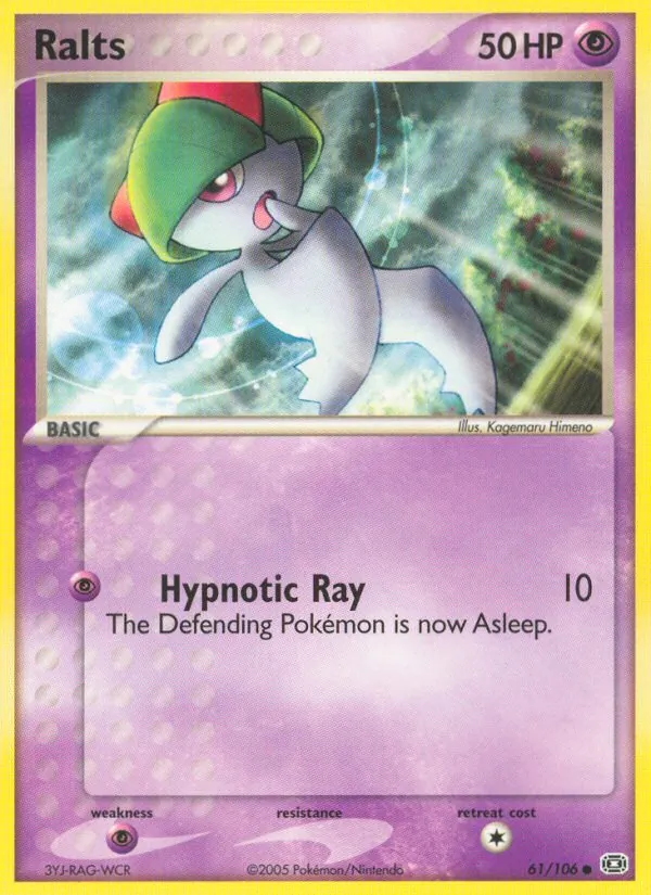 Carta Ralts, número 61/106 da coleção EX Esmeralda