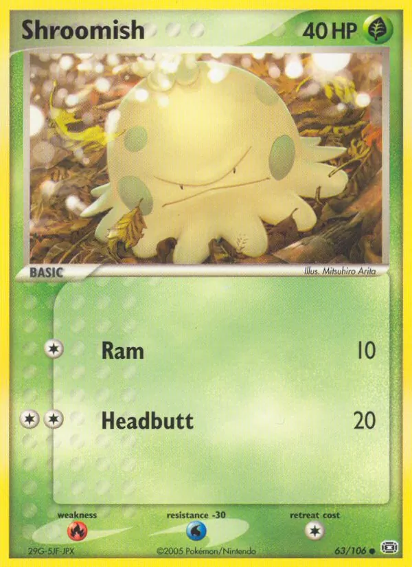 Carta Shroomish, número 63/106 da coleção EX Esmeralda