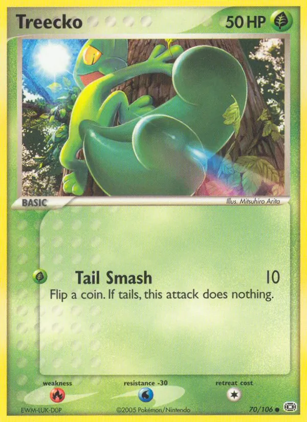 Carta Treecko, número 70/106 da coleção EX Esmeralda