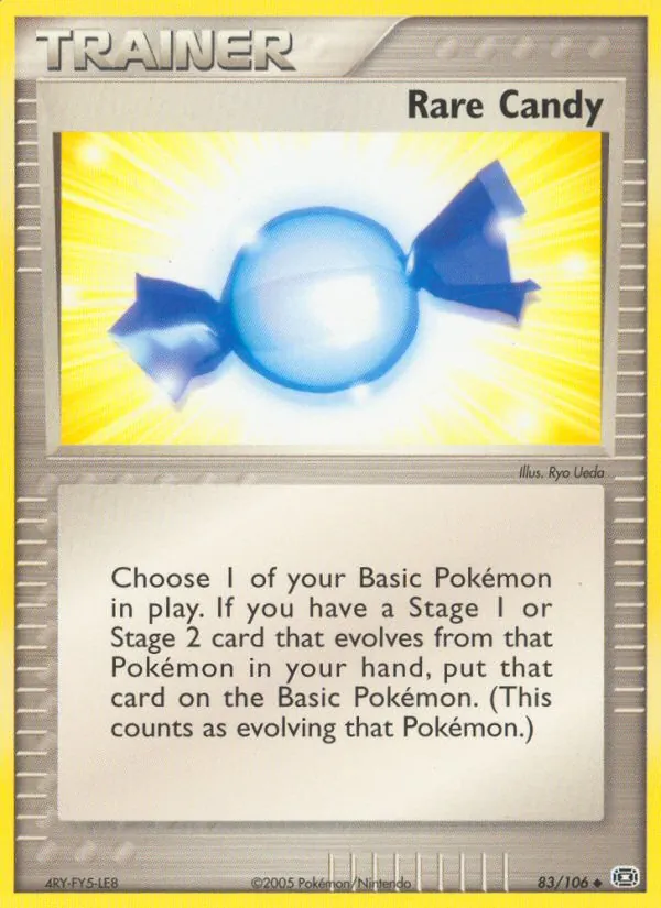 Carta Rare Candy, número 83/106 da coleção EX Esmeralda
