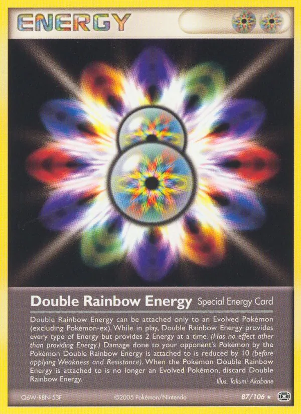 Carta Double Rainbow Energy, número 87/106 da coleção EX Esmeralda