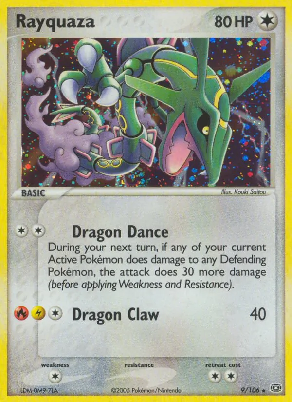 Carta Rayquaza, número 9/106 da coleção EX Esmeralda